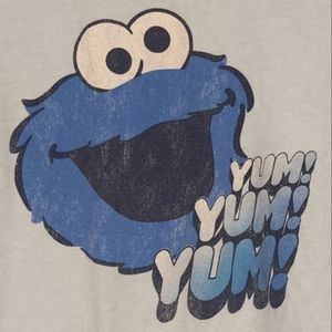 SOLD Cookie monster light blue baby tee size M fits S also Y2K minor wear pits